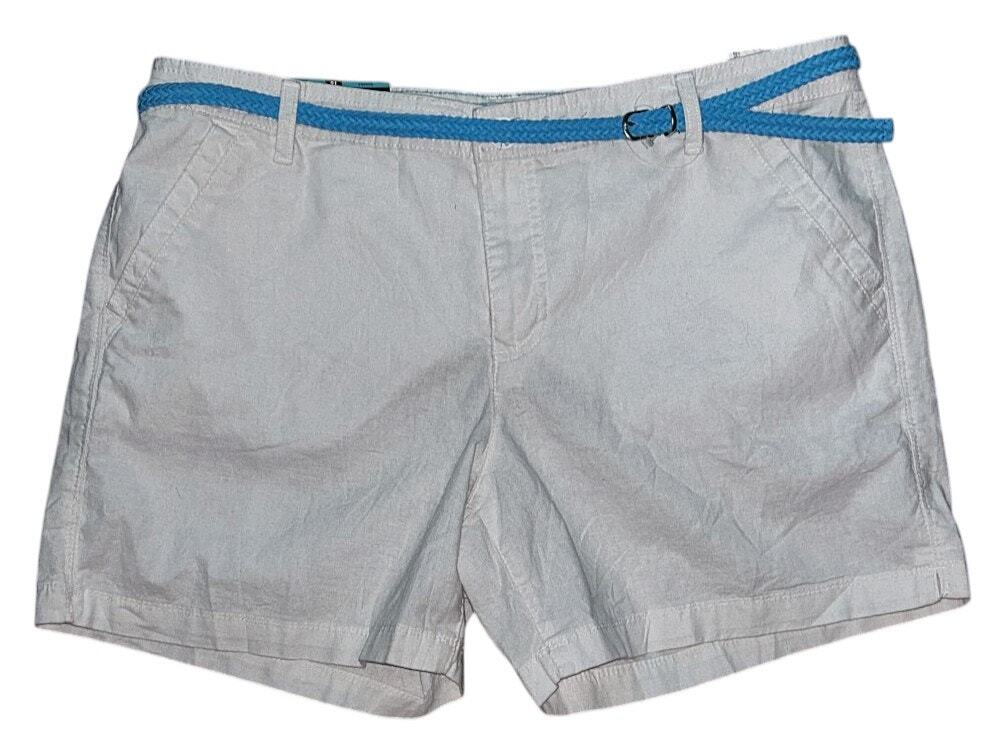 NWT Bandolino Jamie Linen Cotton Blend Mid-Rise White Chino Shorts 16